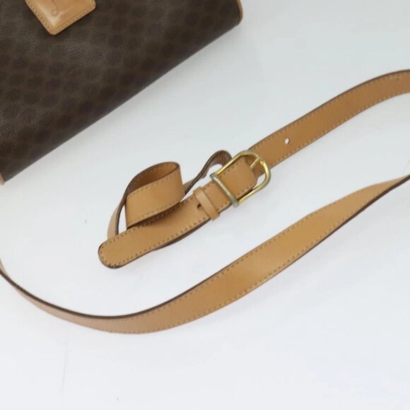 CELINE Macadam Canvas Shoulder Bag PVC Leather Brown Gold Auth sw675 - Picture 8 of 16